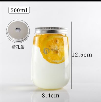 16 uncji przezroczysty plastikowy słoik na napoje z szerokimi ustami 0,5 l